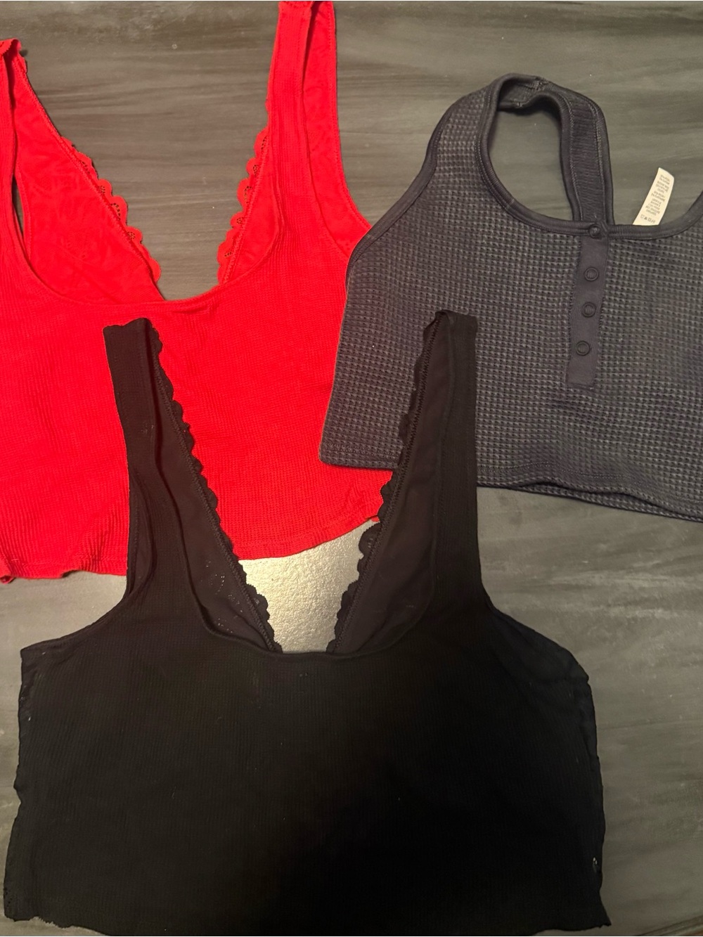 Women's Ribbed Scoop Bralette - Red, Black, Charcoal